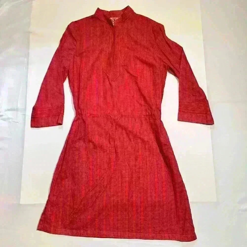 Tory Burch Womens Tunic Dress Tie-Waist Hook Front Cover Up Beach Summer Large